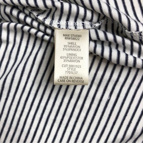 Max Studio Wrap Skirt Ruched Side Midi White/Black Striped Size XL NWT - Picture 9 of 12